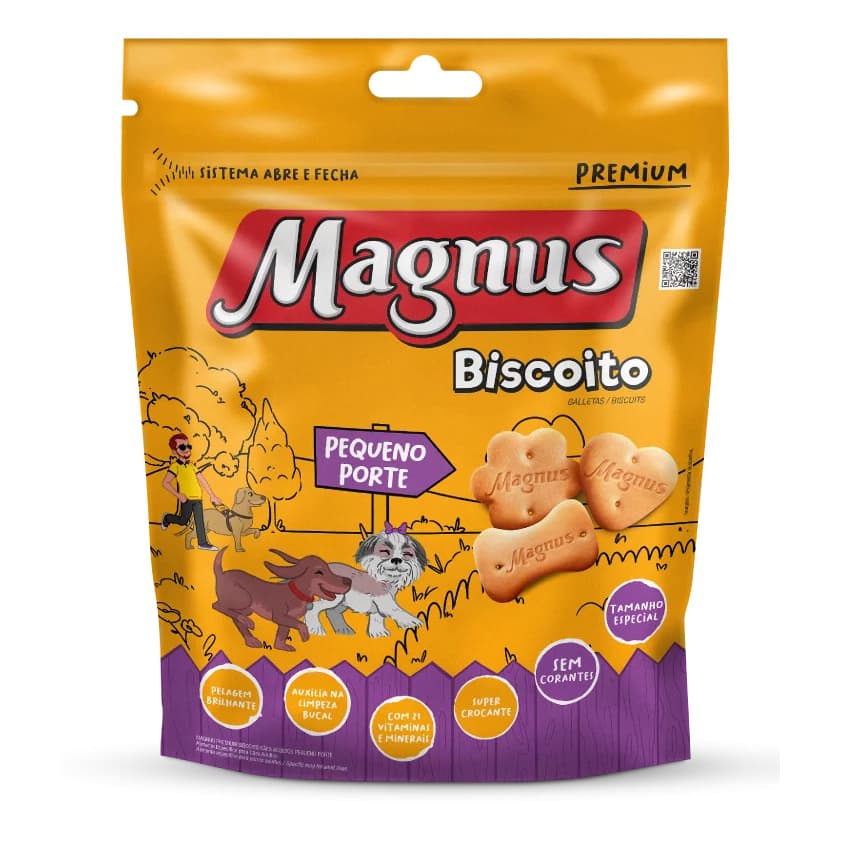 Petisco Cães Biscoito Magnus Raças Pequenas Sem Corantes Natural 400 gr
