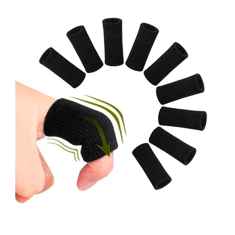 Protetor de Dedo Elástico Basquete Volei Preto 10 Unidades
