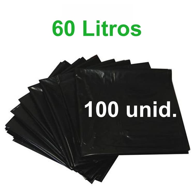 Saco de Lixo Preto 60 Litros 100 Unidades - BayPlastic