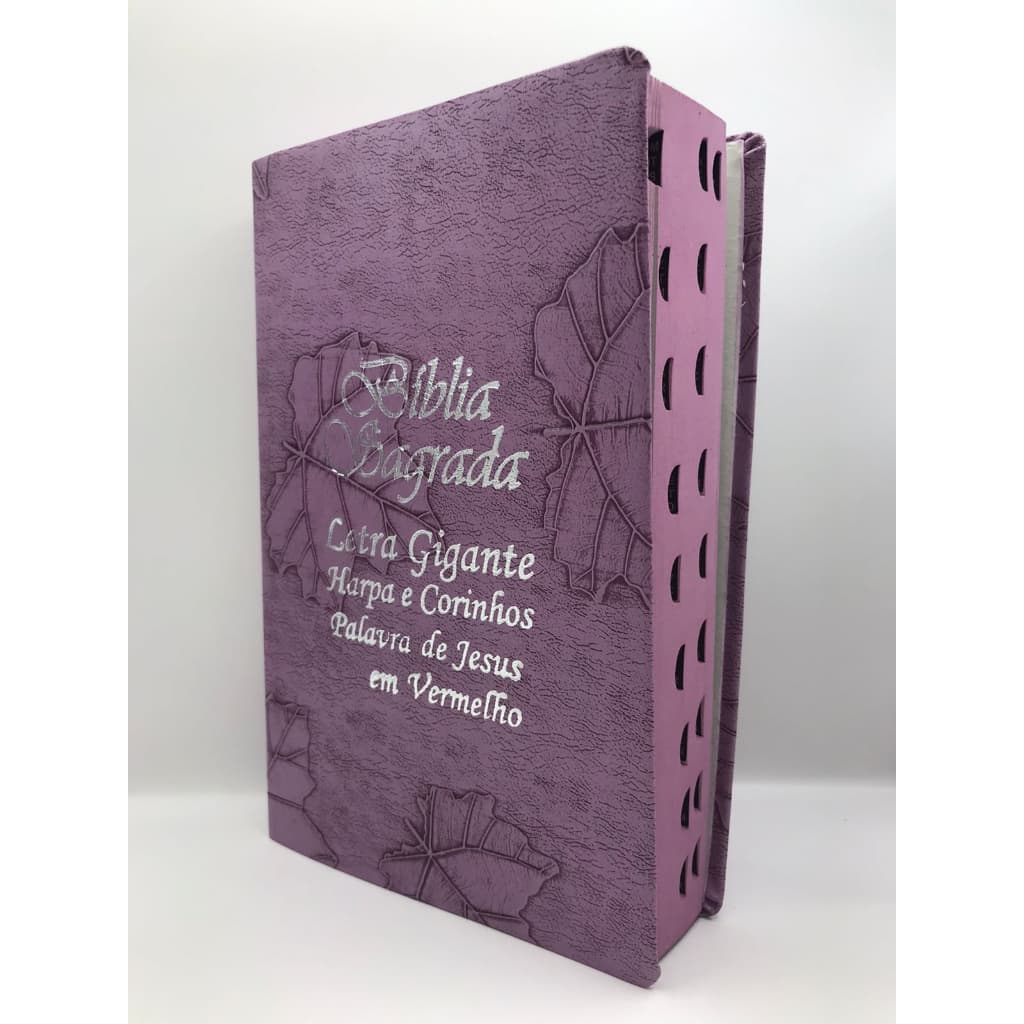 Bíblia Sagrada Tamanho Grande com Harpa Palavras de Jesus em Vermelho Folha Lilas