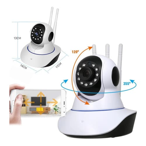 câmera iP robô 3 antenas wifi visão noturna full HD 360º microfone áudio babá eletrônica robozinho sem fio app yoosee