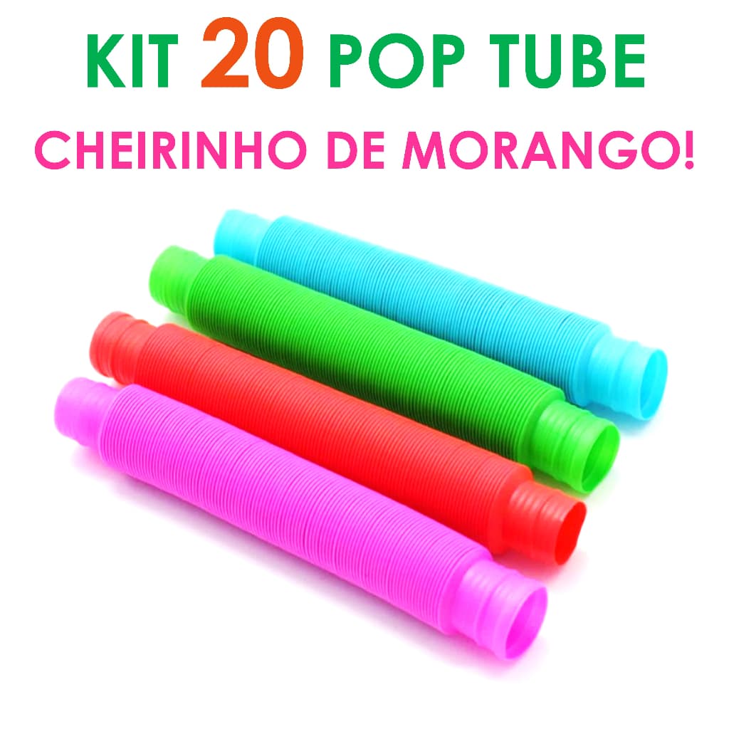 Kit 20 unidades POP TUBE 14cm Tubo Fidget Toy Sensorial Descompressão Anti Stress