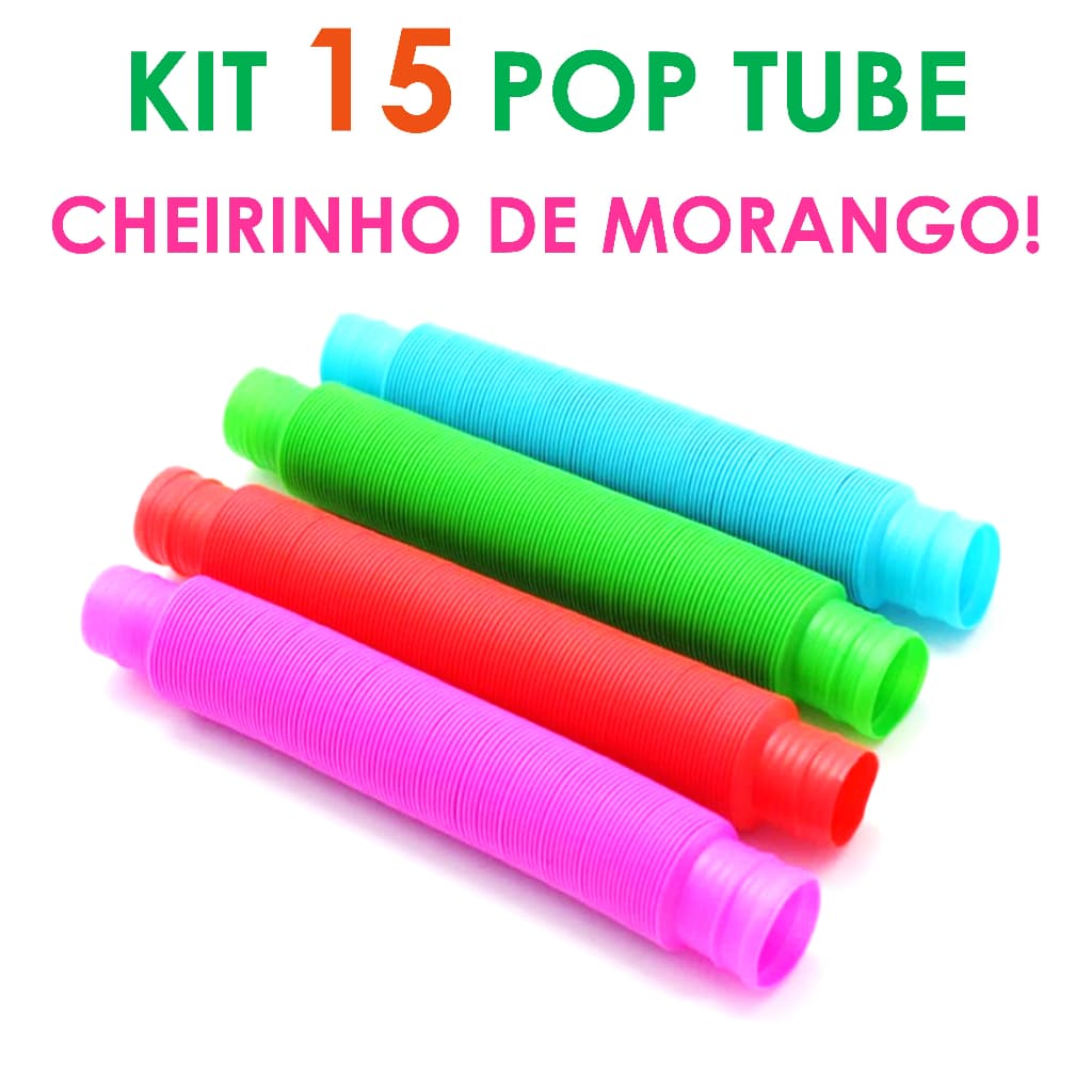 Kit 15 unidades POP TUBE 14cm Tubo Fidget Toy Sensorial Descompressão Anti Stress