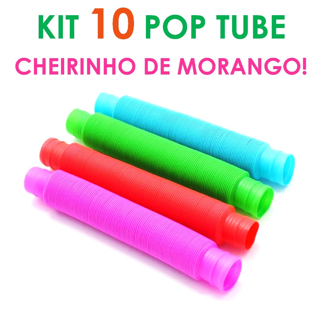 Kit 10 unidades POP TUBE 14cm Tubo Fidget Toy Sensorial Descompressão Anti Stress