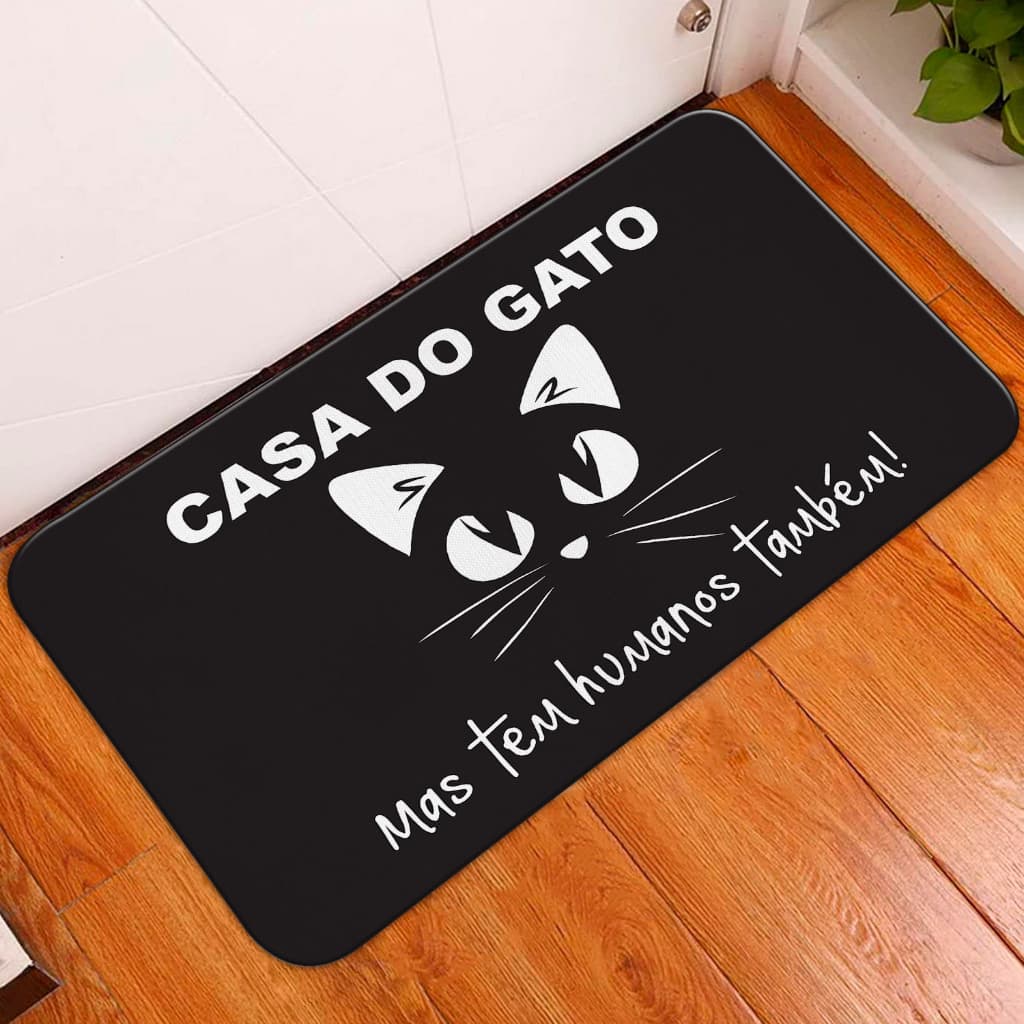TAPETE CAPACHO PORTA DECORATIVO 35X60 - CASA DO GATO-ANTIDERRAPANTE