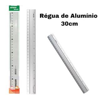 Régua Alumínio 30cm Escolar Escritório Leo &Leo