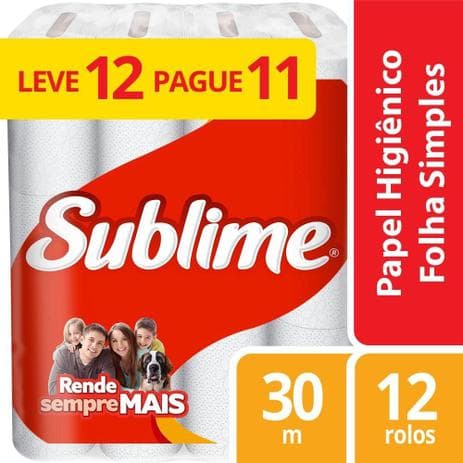 Papel Higiênico Rolo 30m Sublime FS PCT 12UN P11 L12 Envio a jato