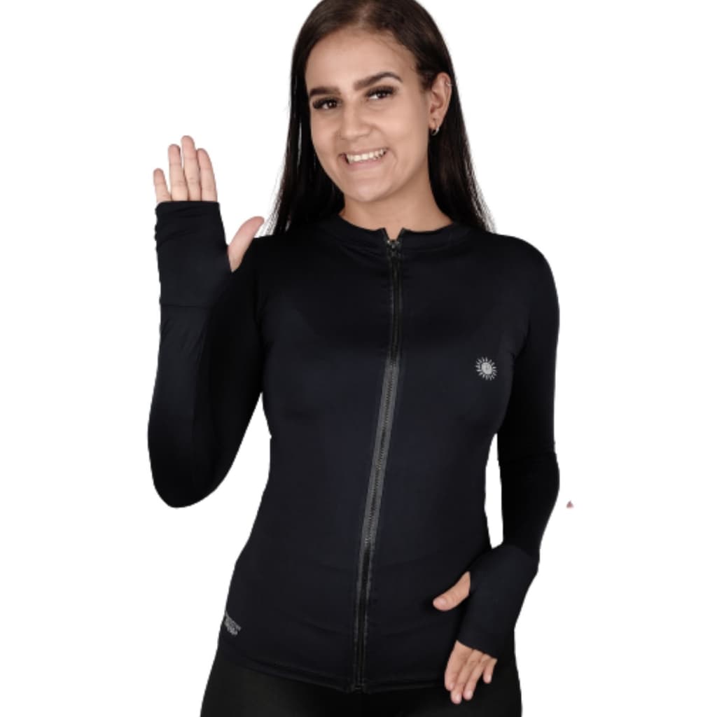 Blusa Feminino  Camiseta Praia com Proteção UV e Zíper