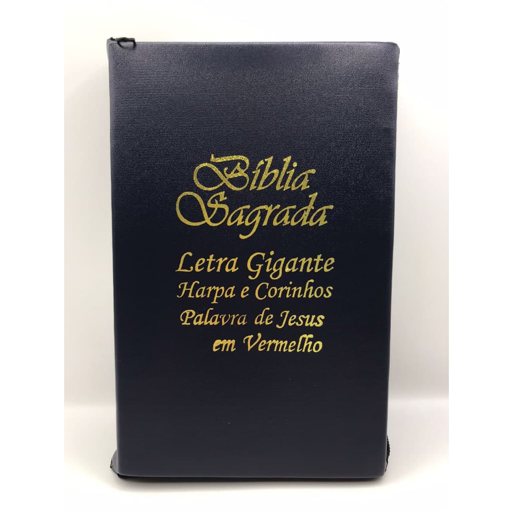 Bíblia Sagrada Tamanho Grande com Harpa Palavras de Jesus em Vermelho Zíper Capa Azul
