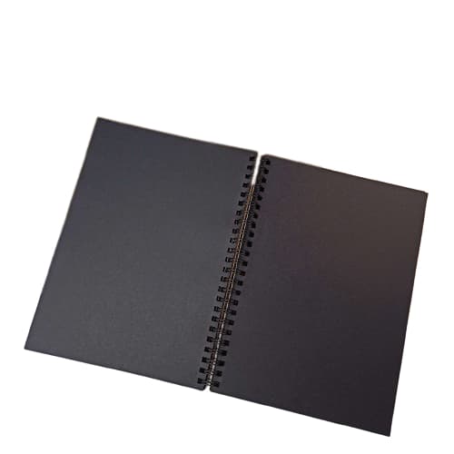 Caderno Pequeno ¼ Espiral 80 Folhas Pretas Customizável Scrapbook Capa Kraft 15 x 21 cm - Art&Art