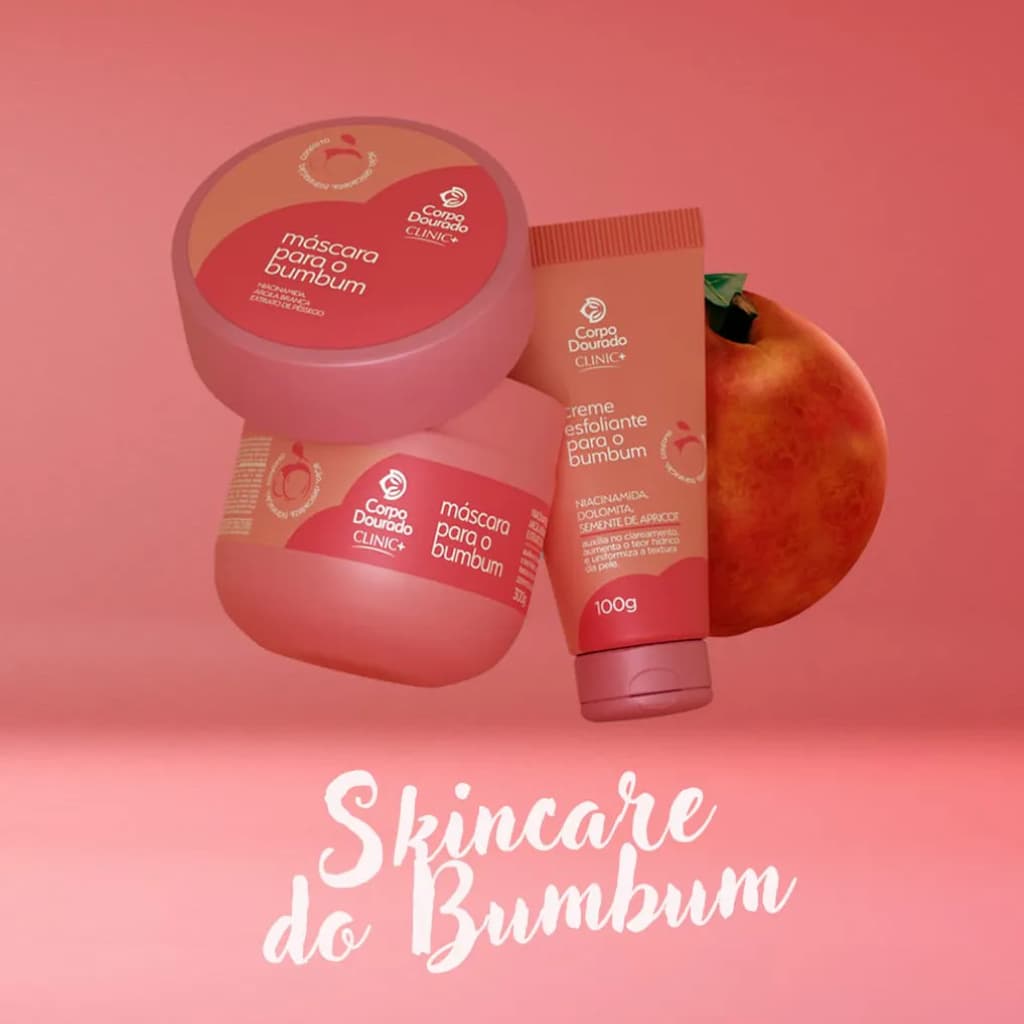Kit Corpo Dourado Esfoliante de Bumbum 100g + Máscara Hidratante de Bumbum 300g