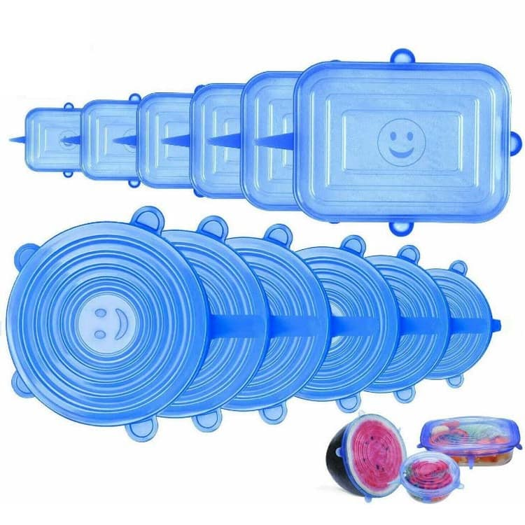 Kit 6 Tampas Panela Silicone Universal Reutilizável Elástica Tampas Silicone Cozinha Geladeira