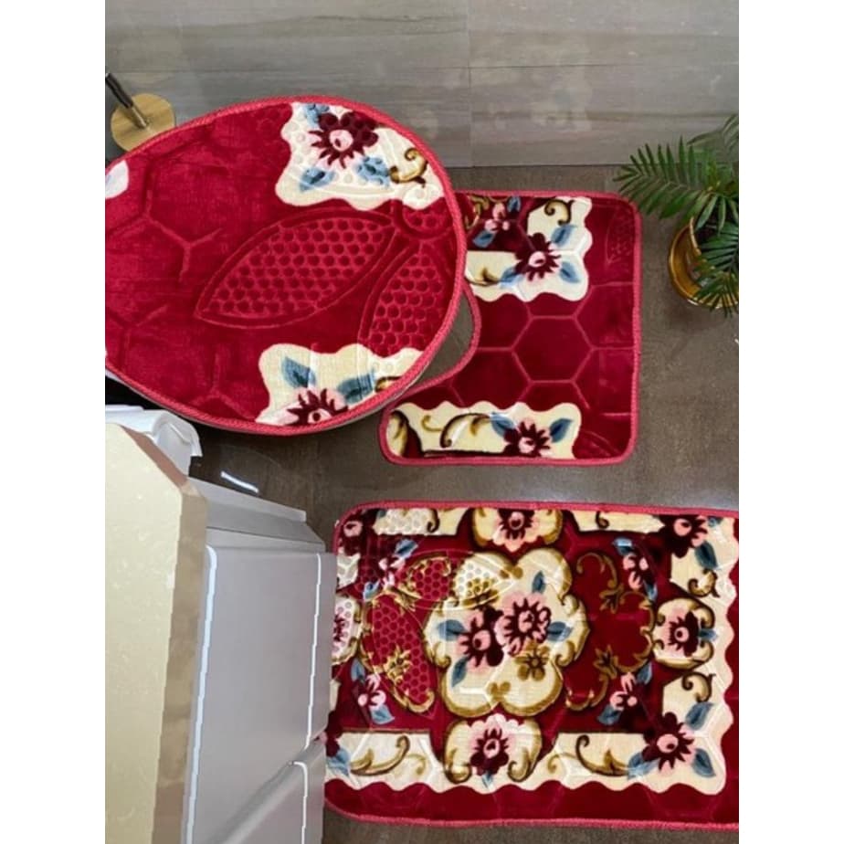 Jogo De Banheiro Com Estampa Floral, jogo antiderrapante casa decoração promoção