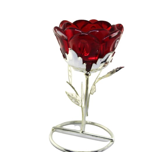 Castiçal De Vidro Em Formato De Rosa 13cm várias cores