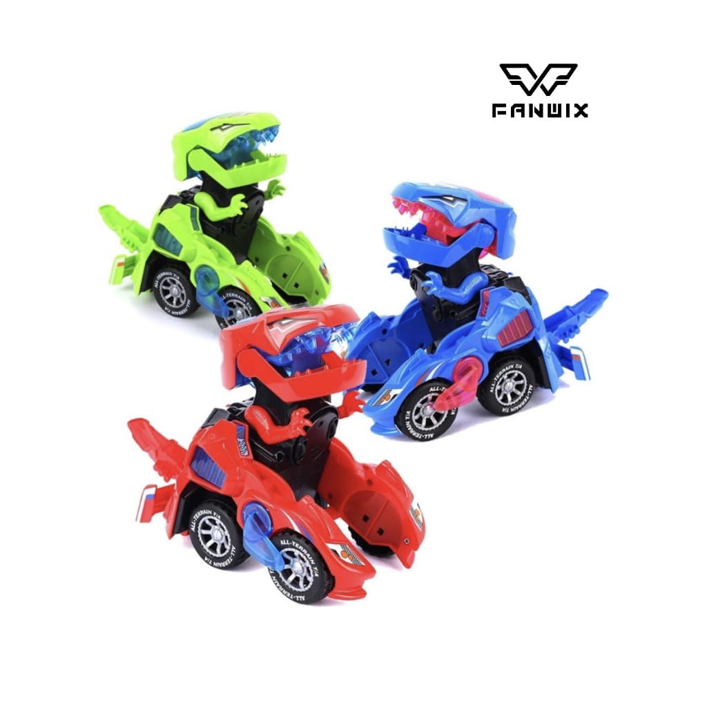 Carro Dinossauro De Vira Robô Bate E Volta Com Son E Luz, Fanwix