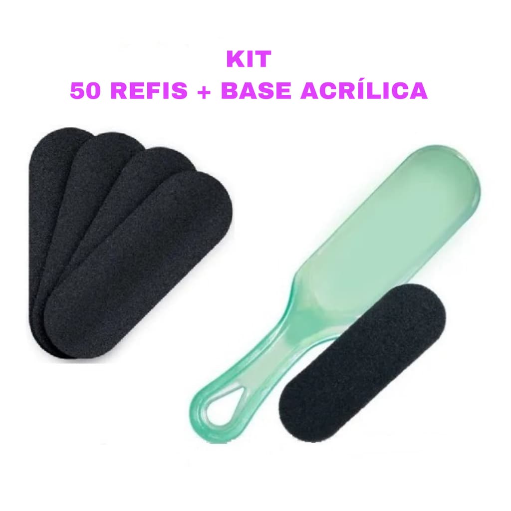Kit Lixa para Pés Descartável – 50 Refis + Suporte em Acrílico Pedicure