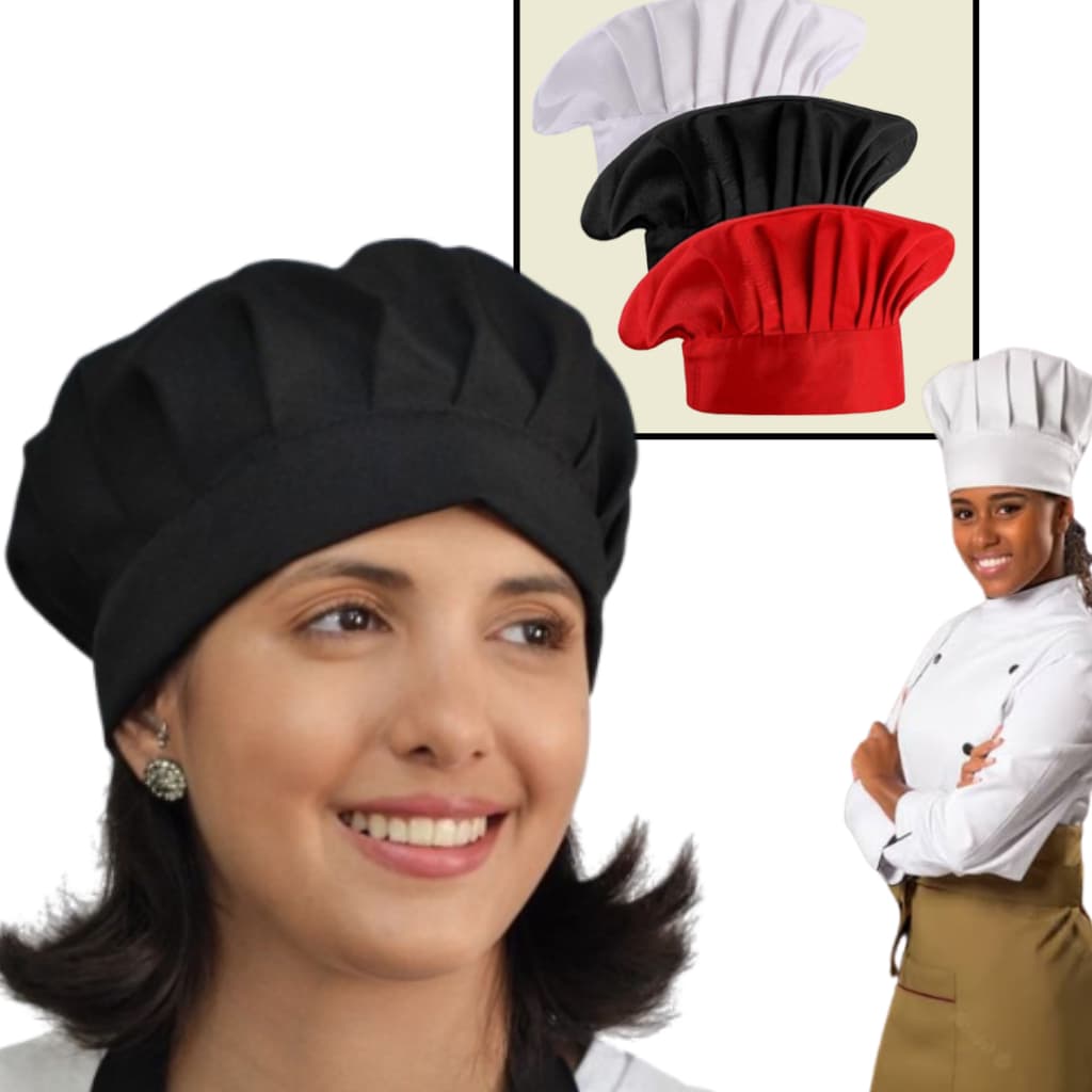 Kit 10. Touca de Cozinha Profissional. Confeiteiro, Master Chef. Higiene e Estilo na Cozinha