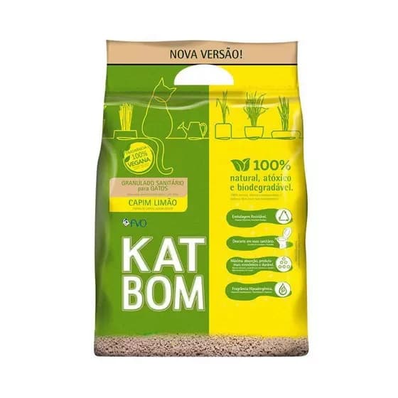 Katbom Capim Limão Granulado Sanitário para Gatos 3kg- Areia Higiênica Para Gatos.