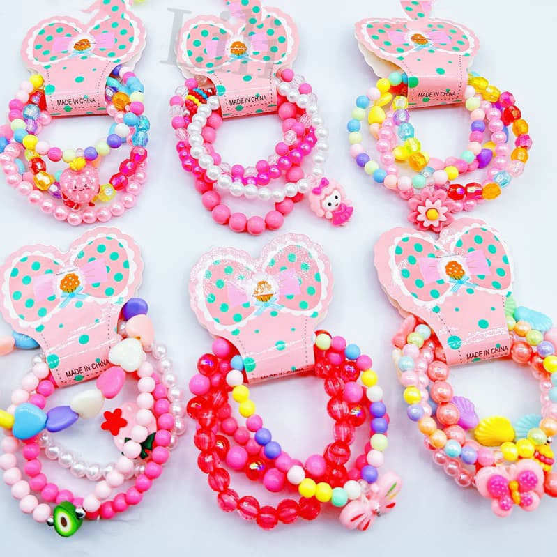 1 Kit com  4 Conjunto Pulseiras Para Crianças Infantil Frutas Coloridos a pronto entrega