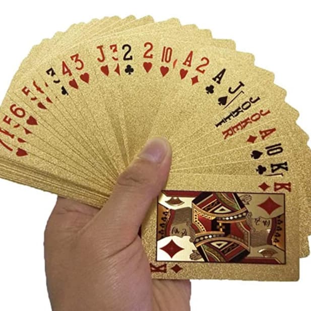 KIT 2 Baralho Conjunto Cartão de Jogo Dourado 24k Prova D'água Promoção