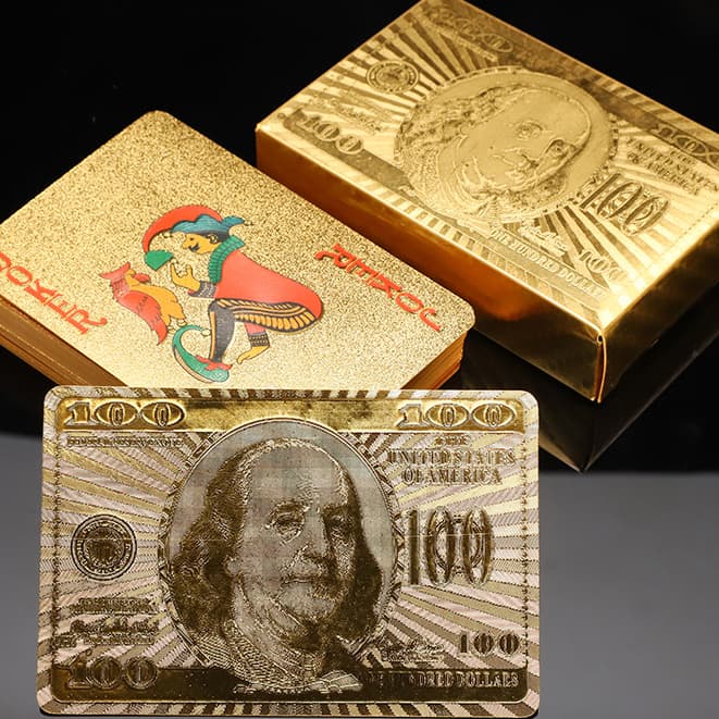 KIT 2 Dourado Baralho/Normal Baralho Conjunto Cartão de Jogo Dourado 24k Prova D'água Promoção