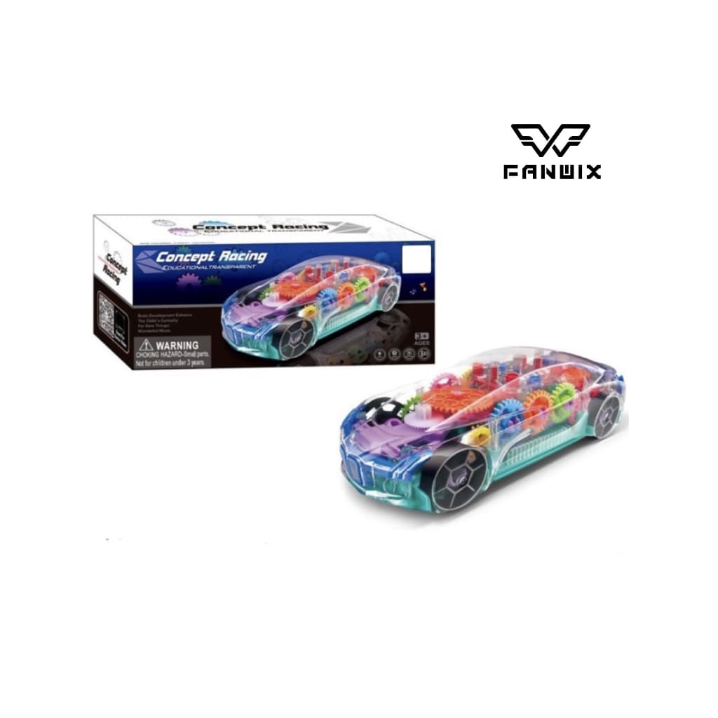 Brinquedo Carro/Helicóptero/Trem Transparente Bate Volta Som, Luzes A Pilha, movimento, Led musical concept racing, Fanwix
