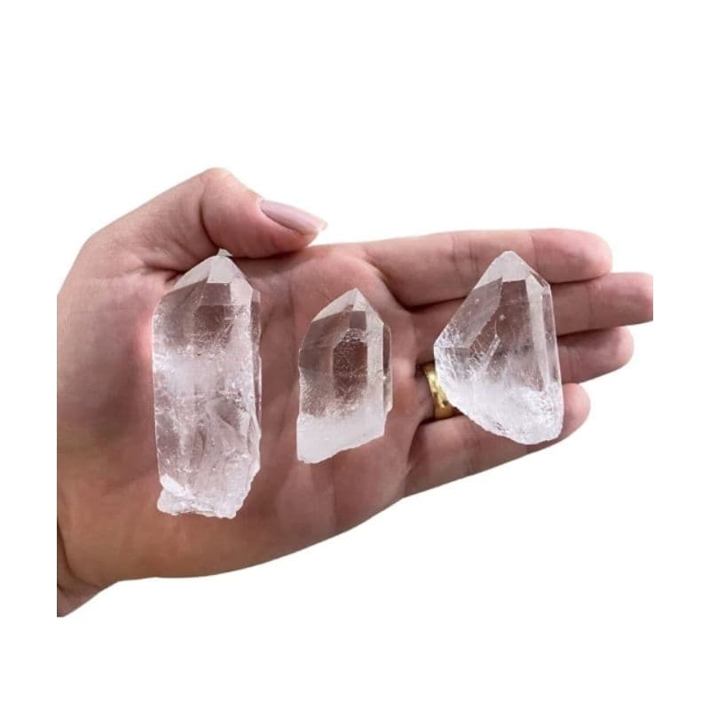 kit 3 pontas de cristal bruta, natural da terra