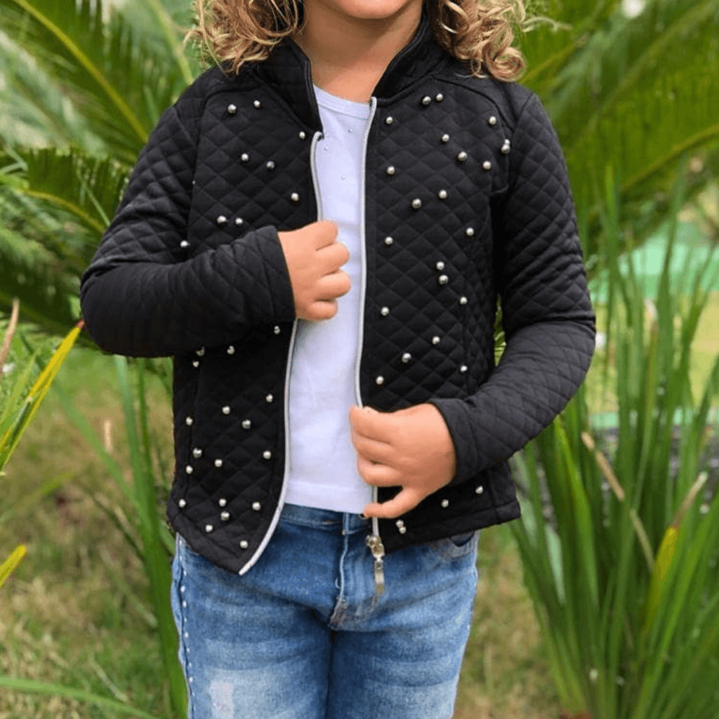 Jaqueta Infantil Feminino Metelasse com Zíper Outono Inverno