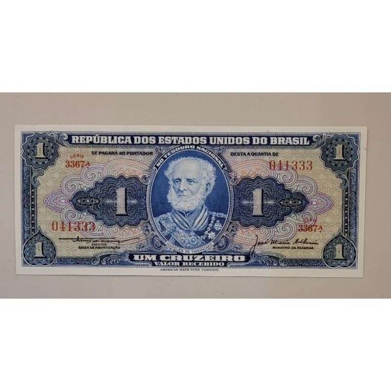 Cedula antiga de Um cruzeiro 1954 / Marques de Tamandare