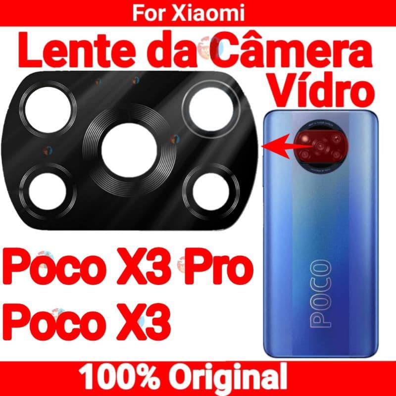 Lente Vidro Camera Traseira Poco X3 / X3 Pro / X3 NFC + Película