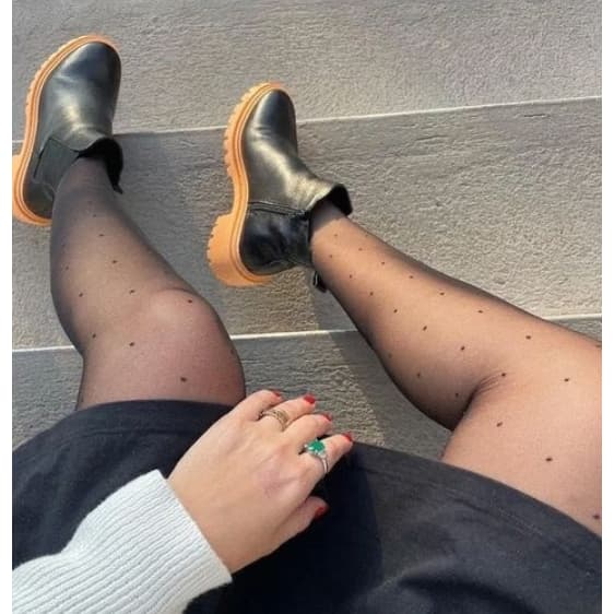 MEIA CALÇA POA BOLINHAS FIO 20 FINA FEMININA MODA GRINGA TENDENCIA OUTONO INVERNO
