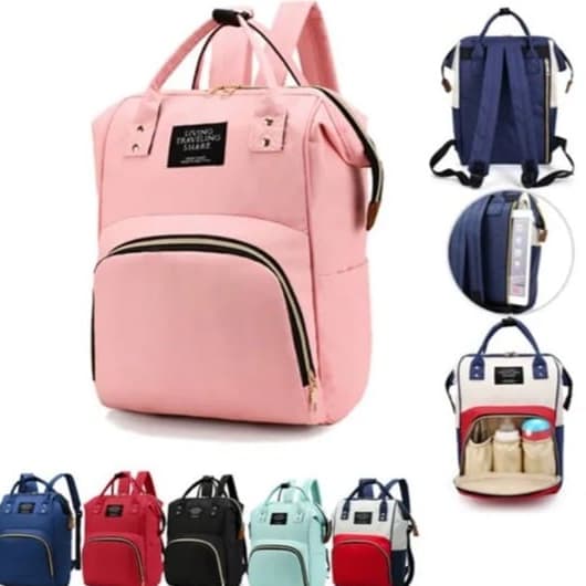 Mochila Bolsa Saída Maternidade Nova Multifunção Living Trav Promoção Preta Colorida Vermelha LY-025