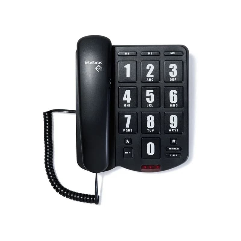 Telefone Com Fio Tok Fácil Teclas Grandes Preto Intelbras