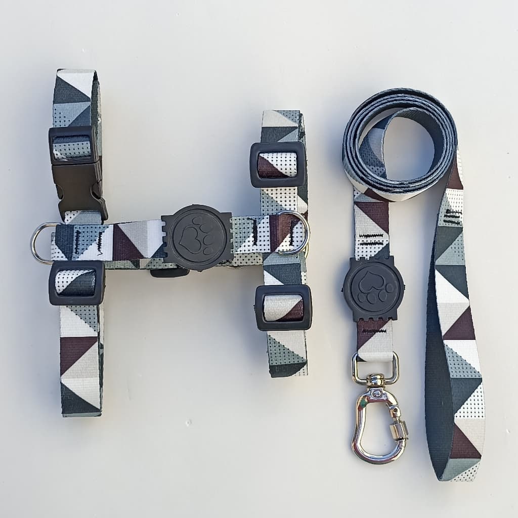 Coleira Peitoral H Anti - puxão para cachorro com Guia e trava de segurança