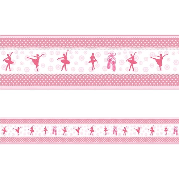FAIXA DECORATIVA PARA QUARTO BAILARINA ROSA 1M X 15CM