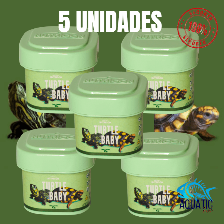 Kit 5x Ração para TARTARUGAS filhotes Turtle baby 10g - Nutricon - Alimento completo