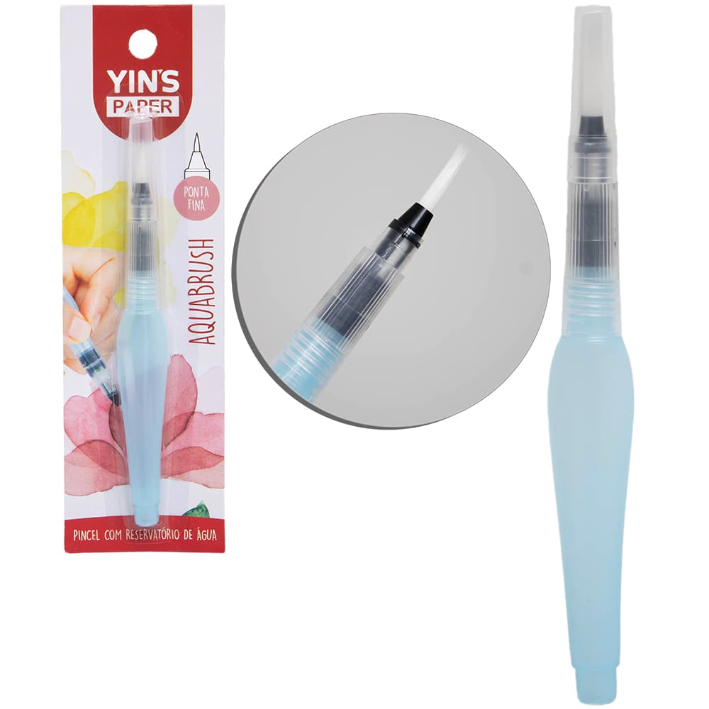 PINCEL COM RESERVATORIO DE AGUA AQUABRUSH PONTA FINA YINS PAPER 15,5CM