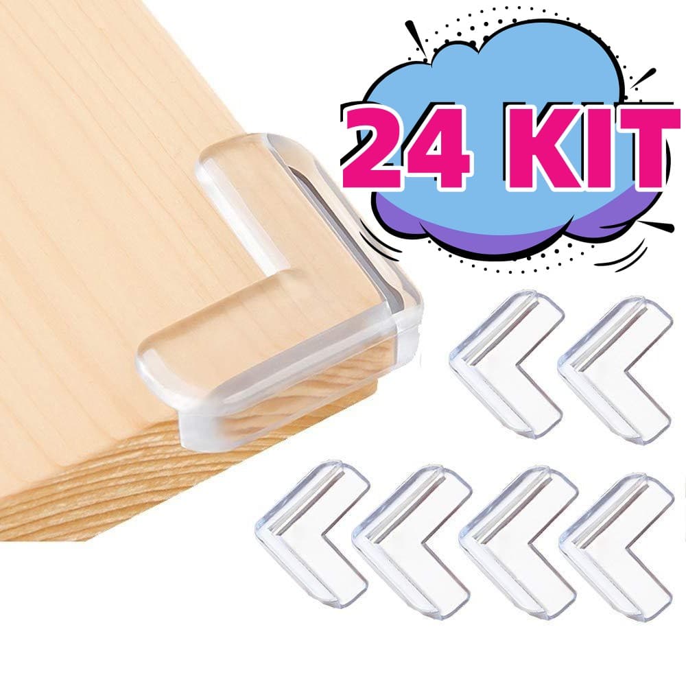 kit 24 Protetores De Quina Silicone Redondo Para Crianças E Bebes Proteção Promoção
