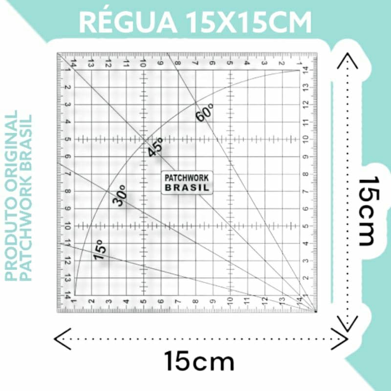 Régua 15x15 Milimetrada Patchwork Costura