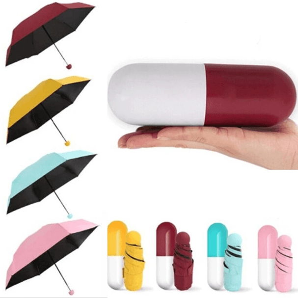 332 - Mini Sombrinha Guarda Chuva Modelo Capsula Comprimido Compacto Cabe no Bolso