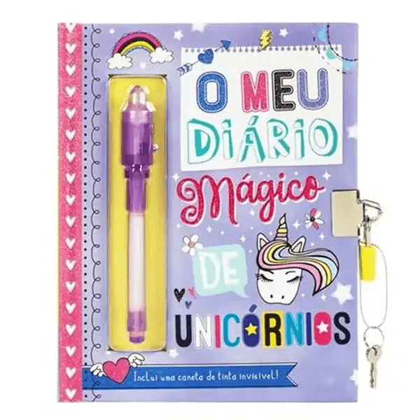 Livro Meu Diario Magico De Unicornios Com Caneta Invisivel E Cadeado