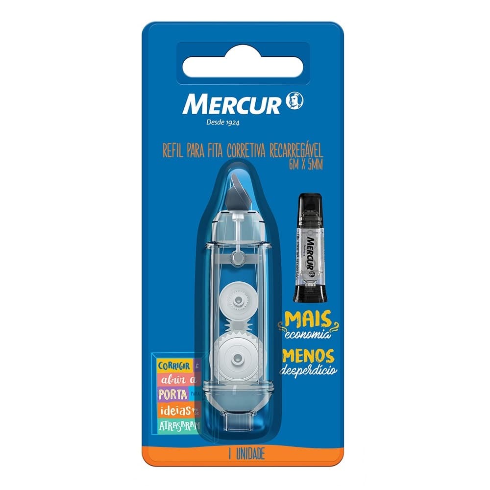 Refil Corretivo Em Fita Mercur Recarregável 5mmx6m 1 Unidade/Papelaria