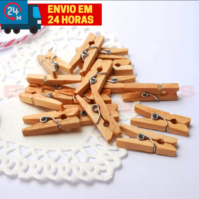 Mini Pregador Prendedor de Madeira Pacote Decoração e Festas Varal de Fotos