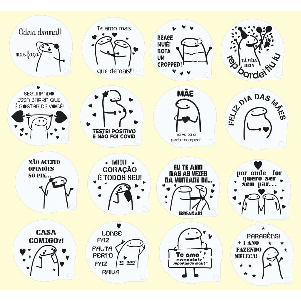 Kit Stencil Flork 16 Moldes 7x7cm ,