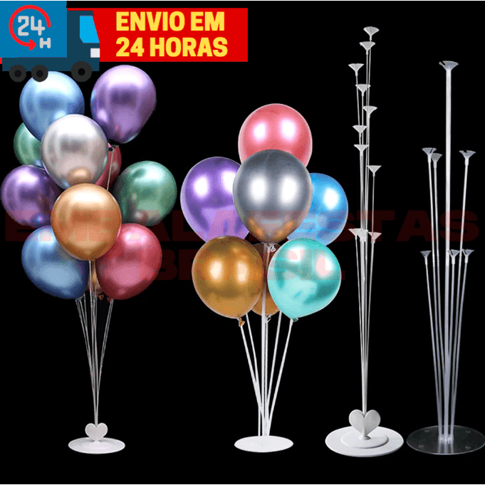 Suporte de Balão 10 Hastes  REGULAVEL Bexiga Acrílico Base Para Bolas Com Varetas