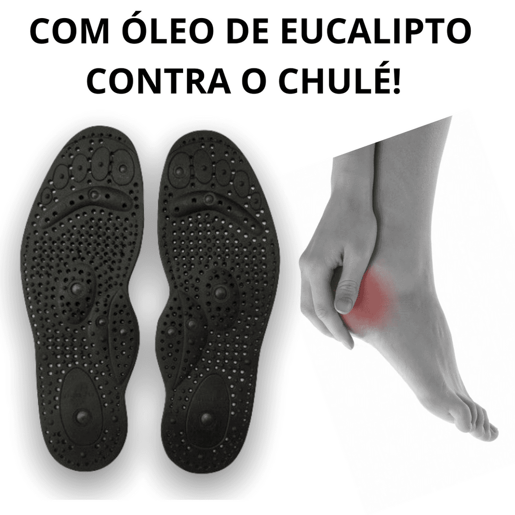 Palmilha Magnética c/ Óleo de Eucalipto Anti Odor Massagem DO IN Anti Estresse com Carvão Ativo
