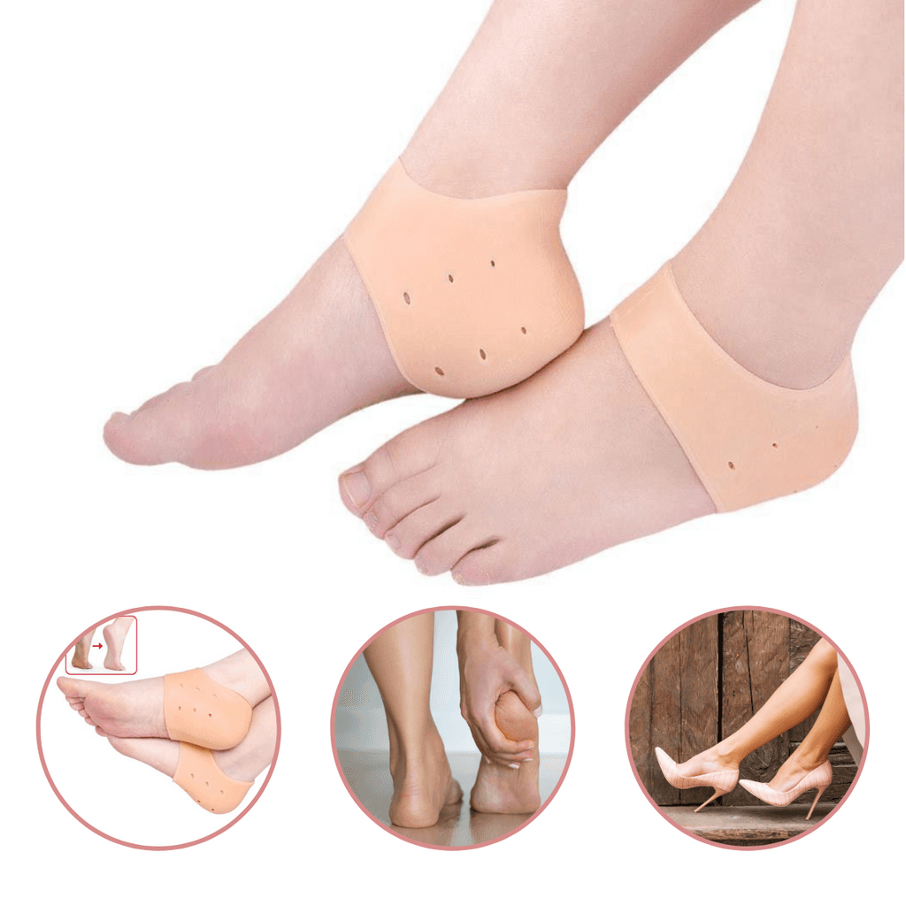 Par Meia Palmilha Silicone Gel Ortopédica Calcanhar Esporão Cor Da Pele