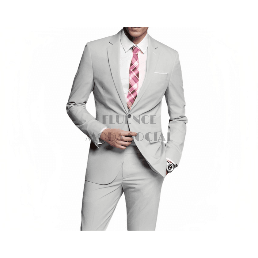 Terno Executivo de Luxo Slim Microfibra - Cinza claro (gabardine)