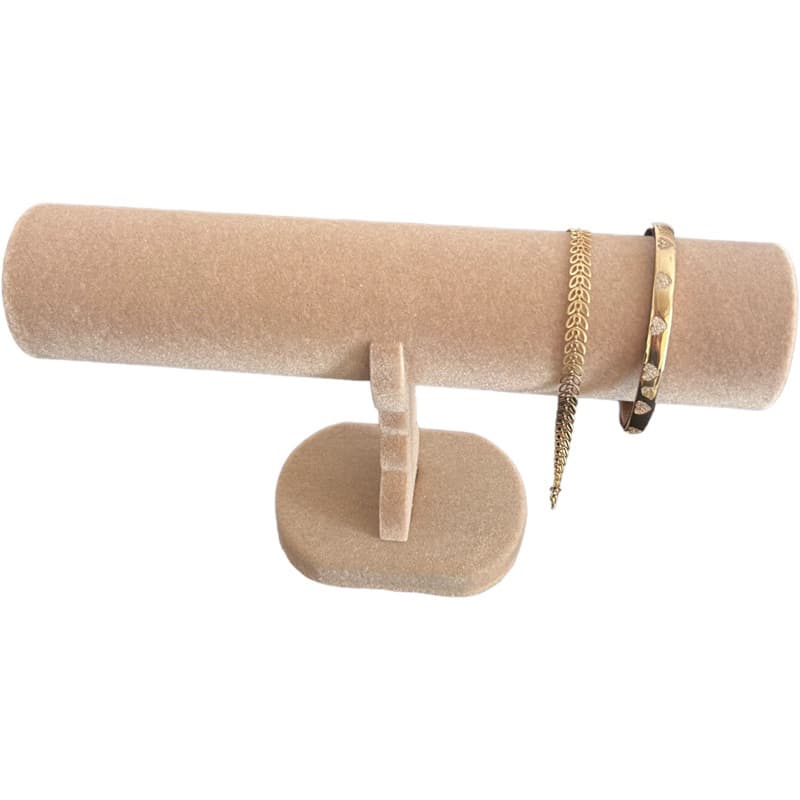 Suporte Expositor de Pulseira Bracelete e Relógios - Organizador Simples - Veludo Bege