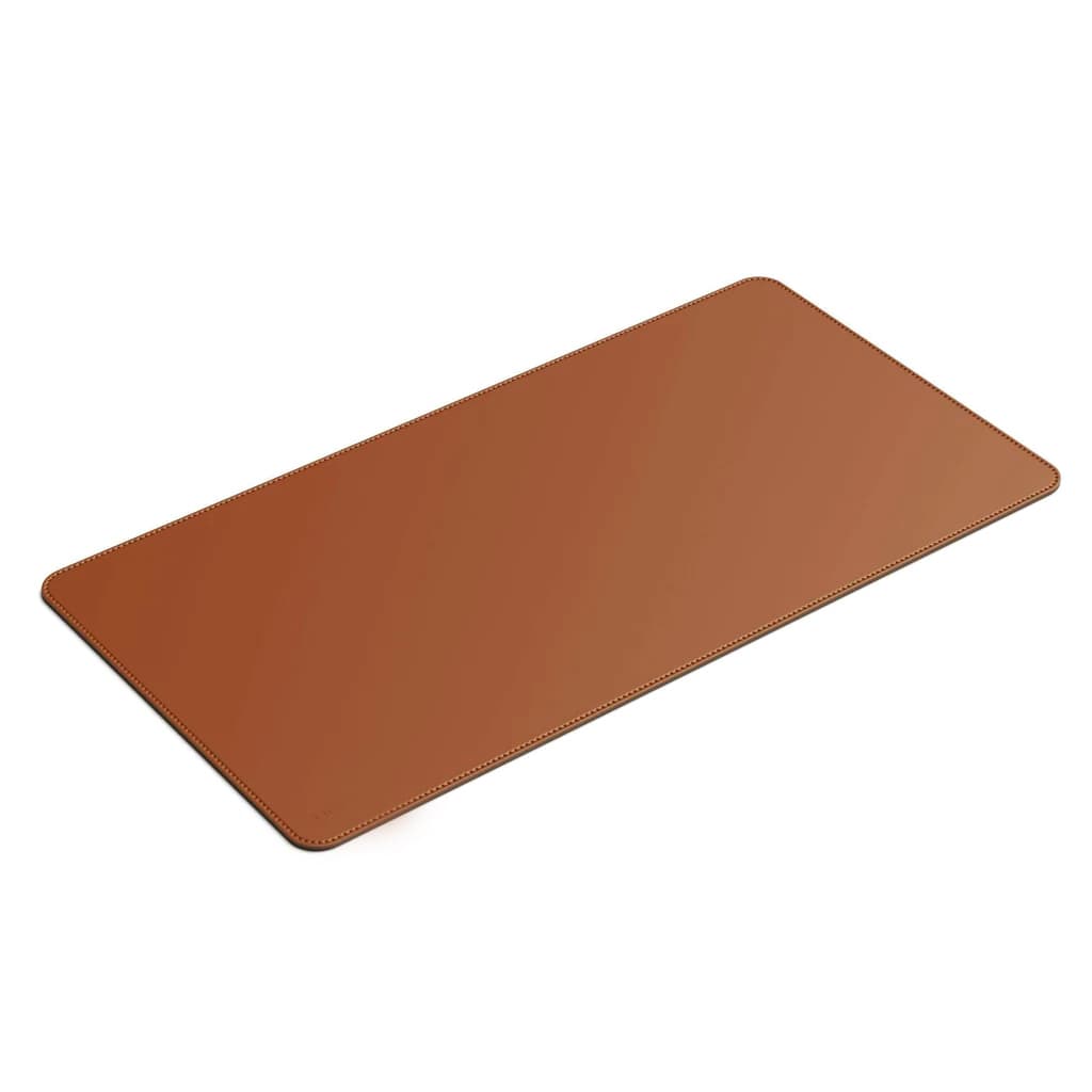 Mouse Pad Grande Couro Ecológico Caramelo Feltro Costurado Básico